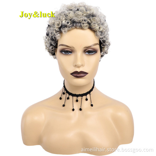 Wholesale African Wigs Black Ombre Purple Cosplay Wig Ladies Hair Natural Short Kinky  Curly for Black Women Synthetic Hair Wigs